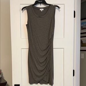 Sleeveless Ruched Side Mini Dress in Olive Green